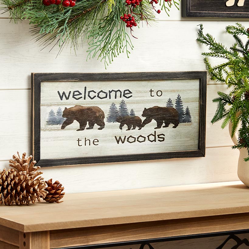 Woodland Welcome Sign Wall Art - Cabin, Lake or Woods