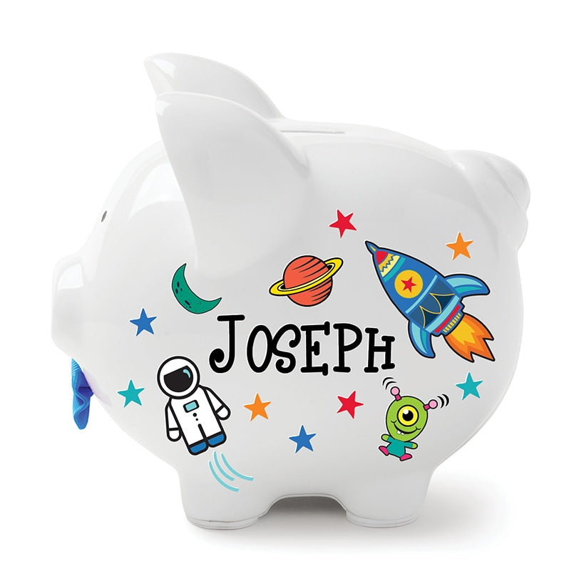 Personalized Piggy Bank White