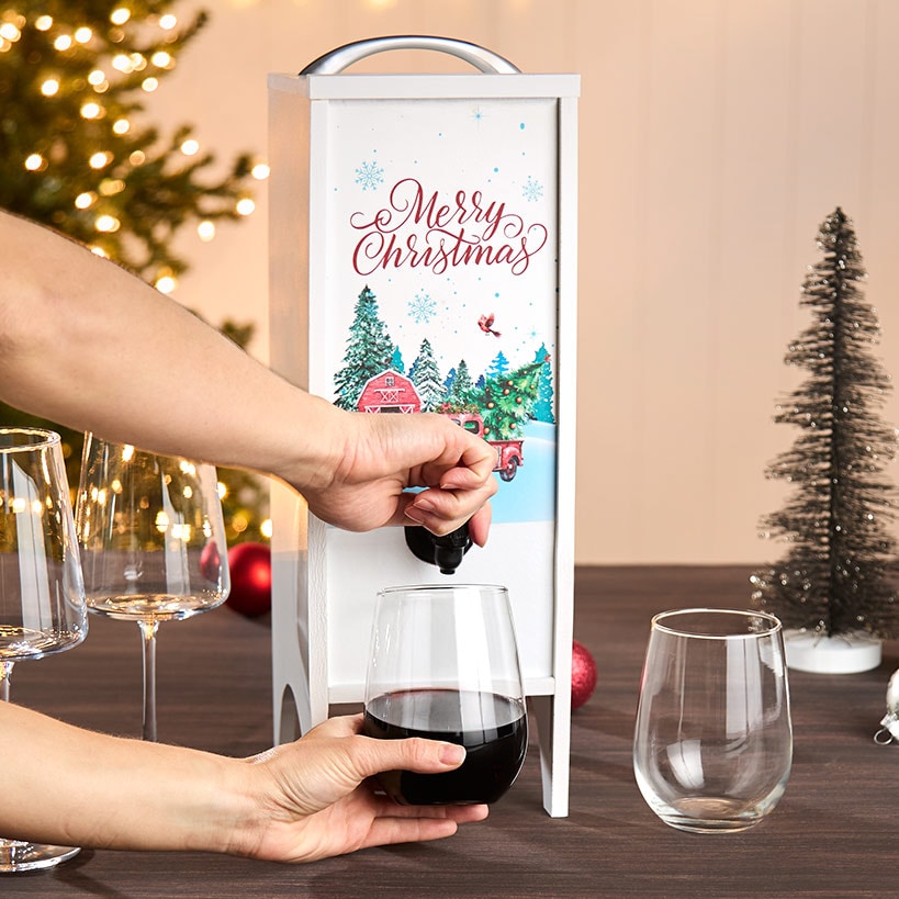 Boxed Wine Decorative Wooden Cover for Christmas - Holds 3L