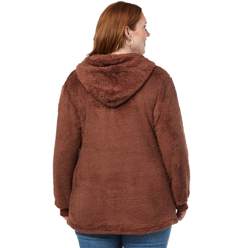 Women's Brown Zip-Up Fleece Hoodie