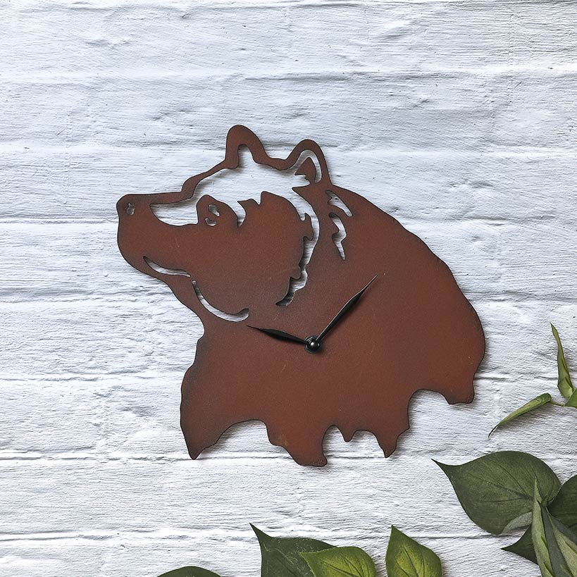 Woodland Clock Animal Silhouette Moose Bear of Eagle