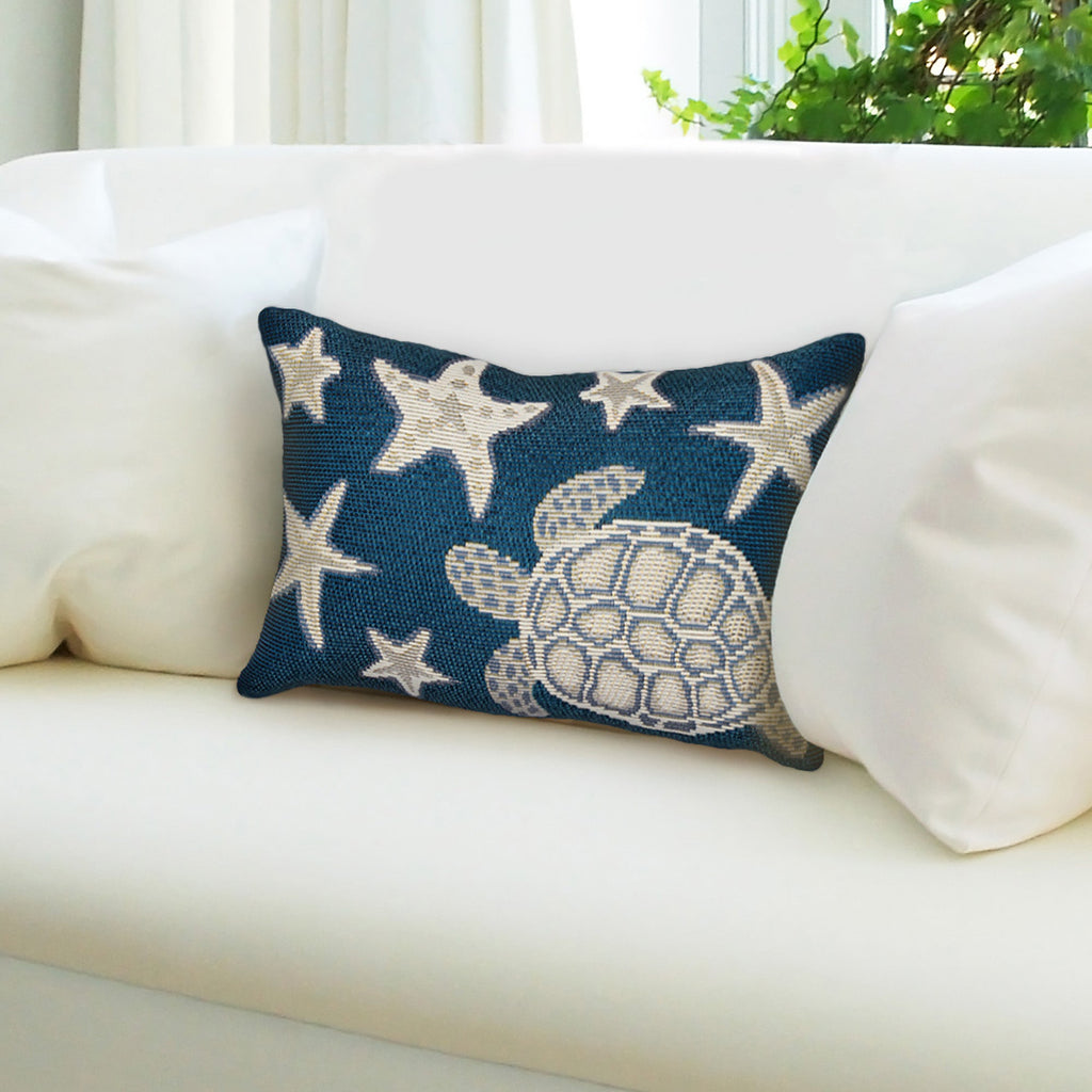 Marina Turtle And Stars Indoor Outdoor Throw Pillow