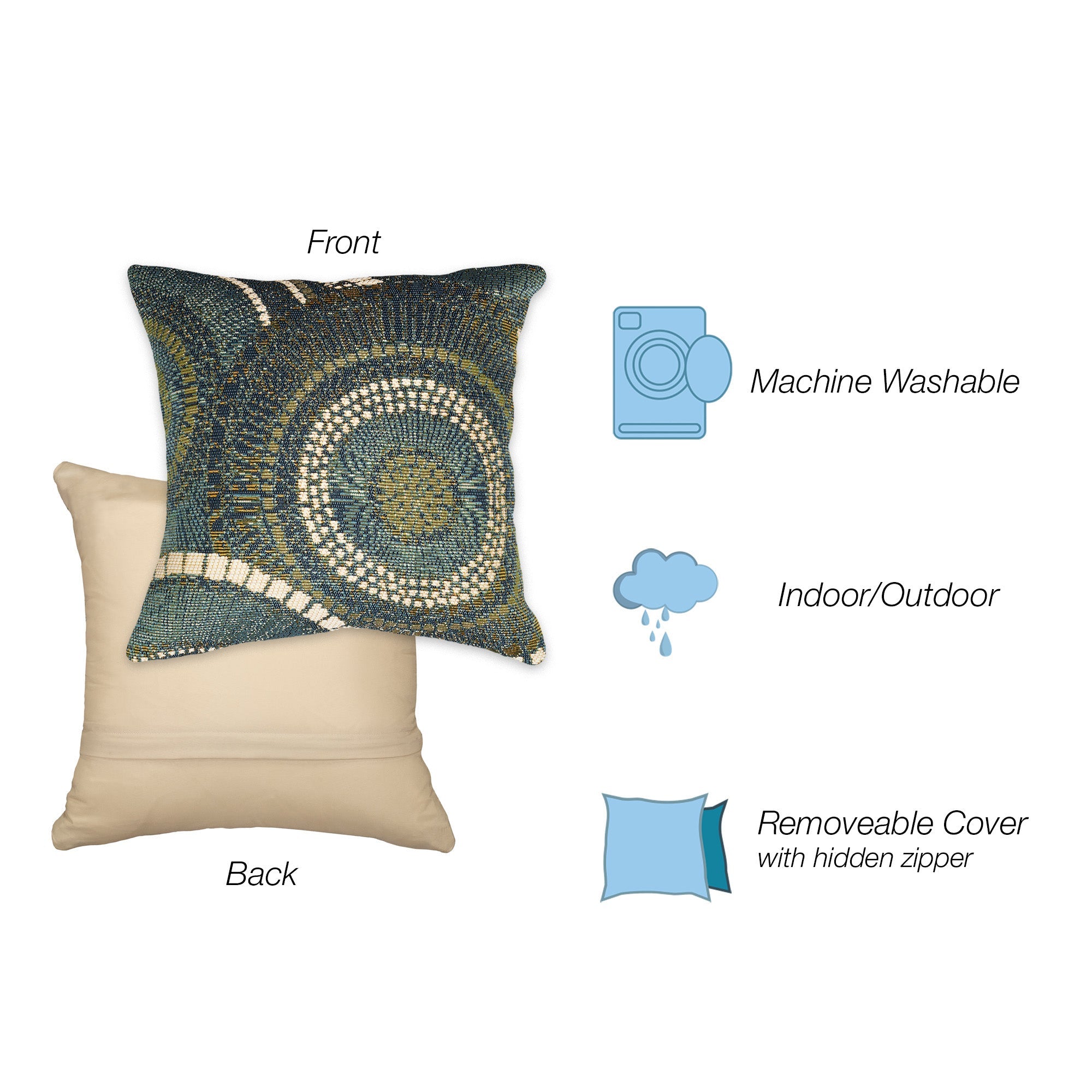 Marina Circles Indoor Outdoor Throw Pillow