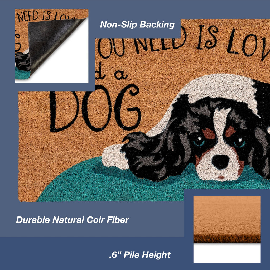 Natura Love And A Dog Coir Doormat with Non-Slip Backing