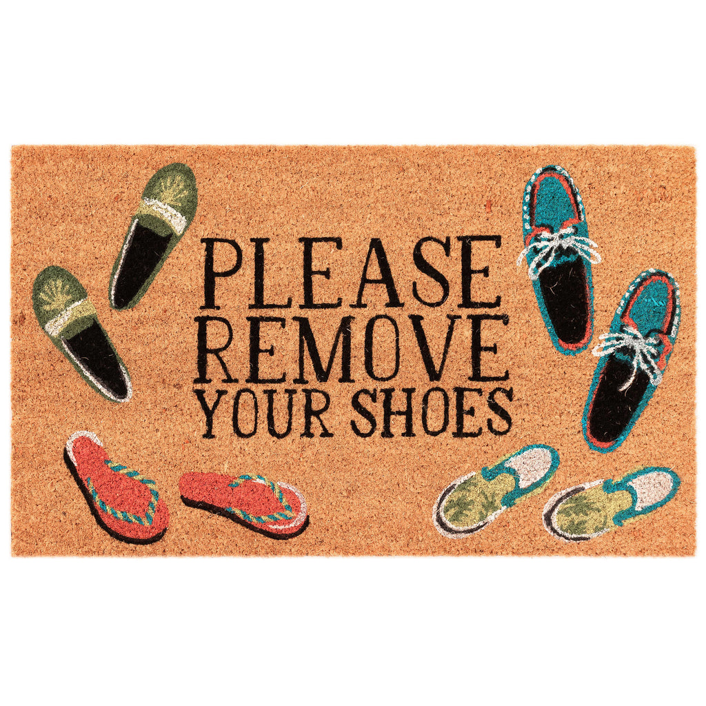 Natura Please Remove Your Shoes Coir Doormat with Non-Slip Backing