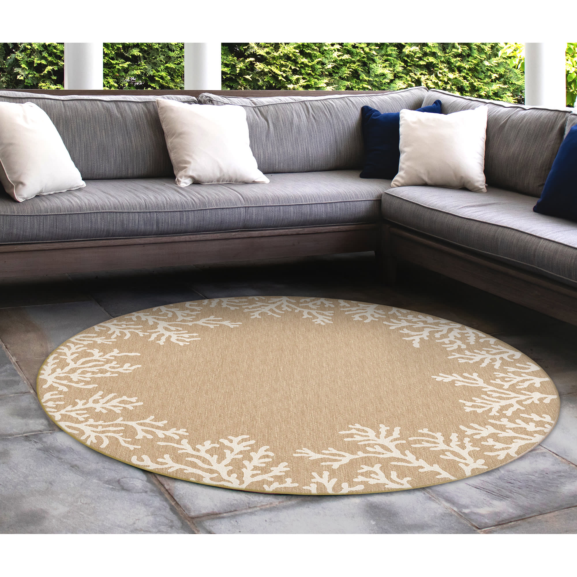 Carmel Coral Border Indoor Outdoor Area Rug