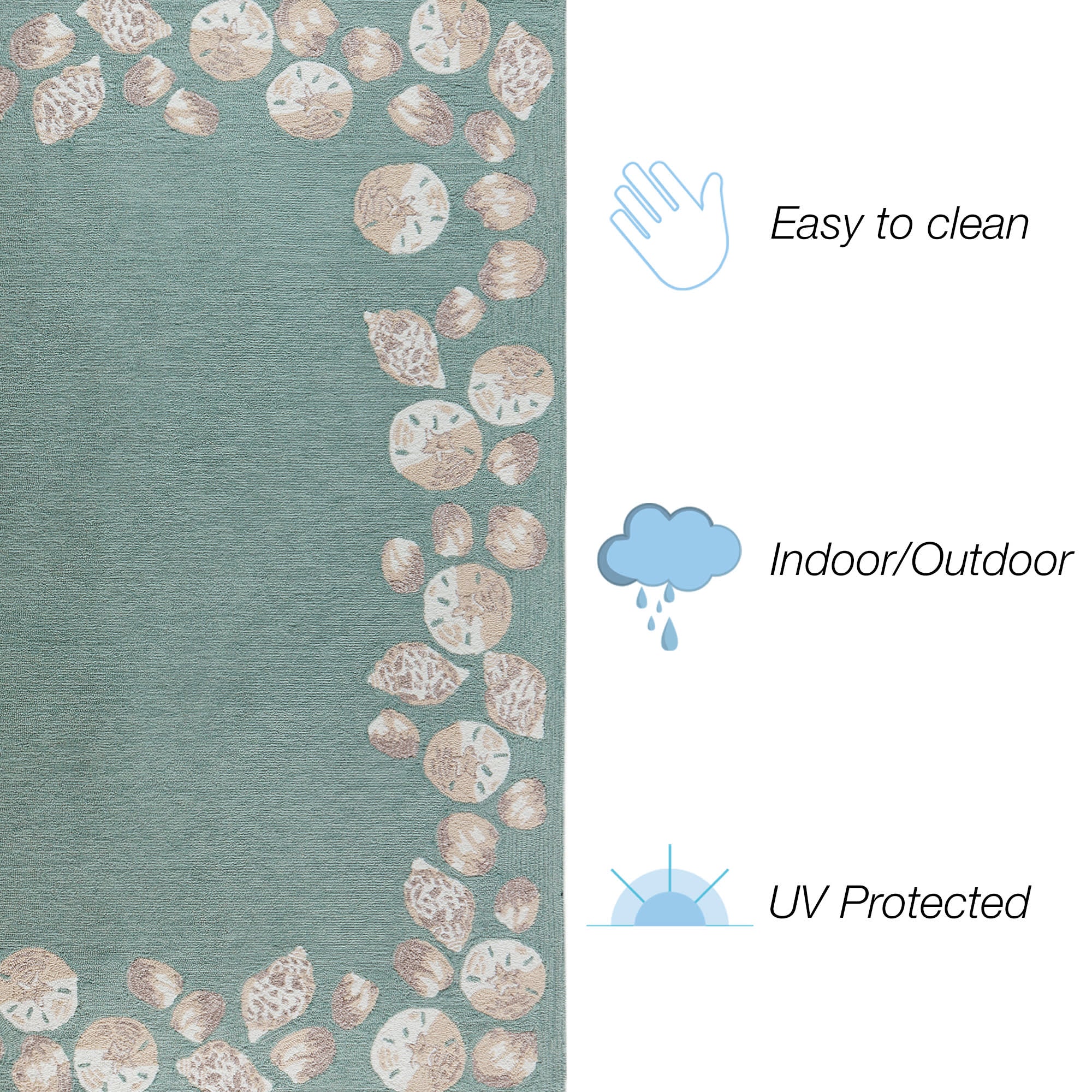 Capri Seashell Border Indoor Outdoor Area Rug