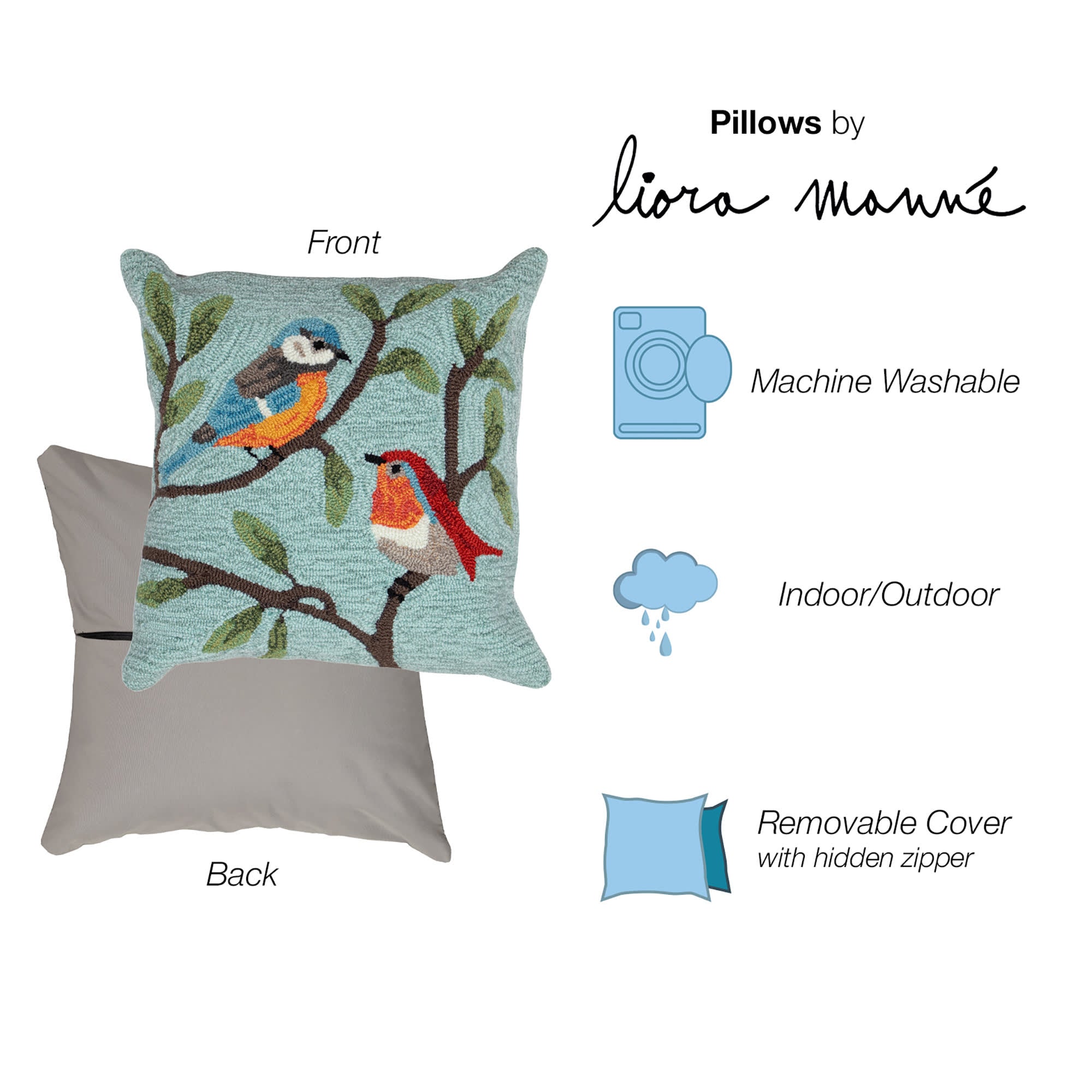 Frontporch Birds On Branches Indoor Outdoor Throw Pillow