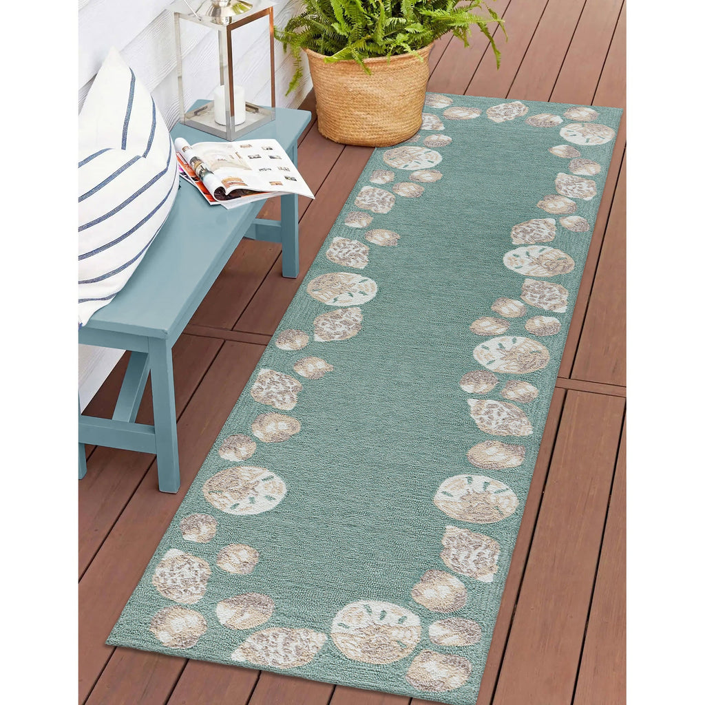 Capri Seashell Border Indoor Outdoor Area Rug