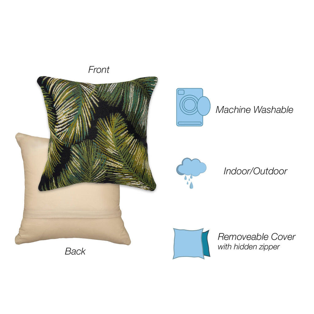 Marina Palm Border Indoor Outdoor Throw Pillow