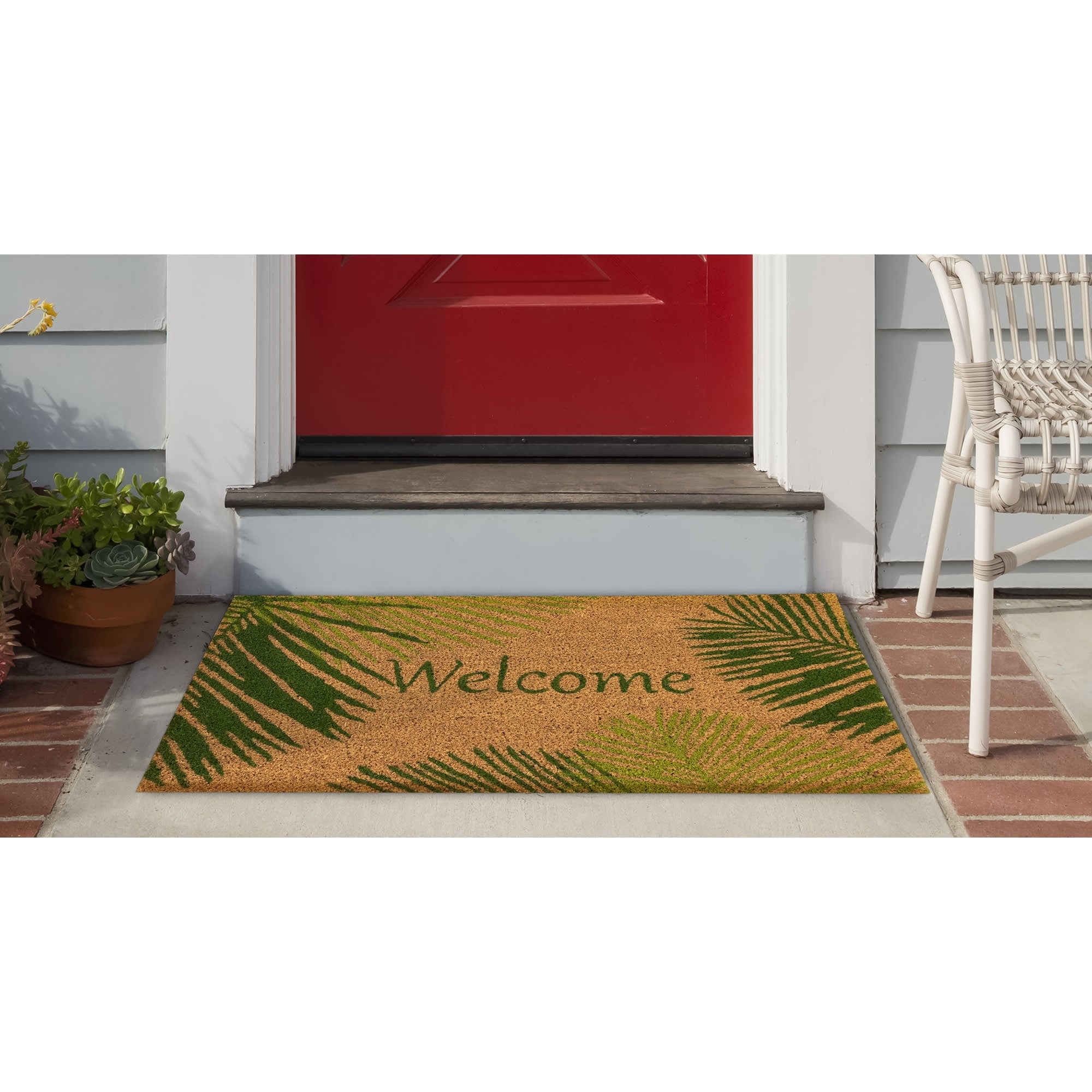 Natura Palm Border Coir Doormat with Non-Slip Backing