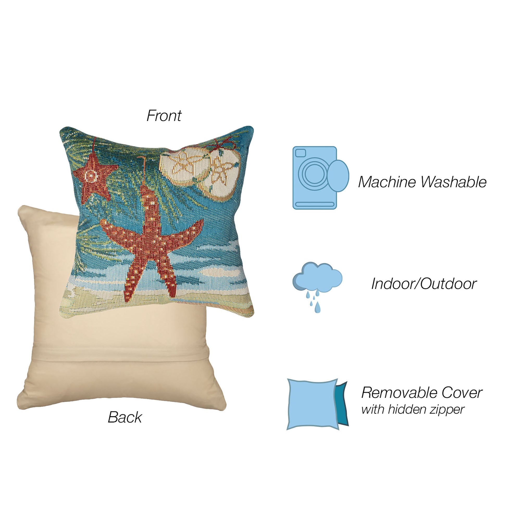 Marina Coastal Ornaments Indoor Outdoor Throw Pillow