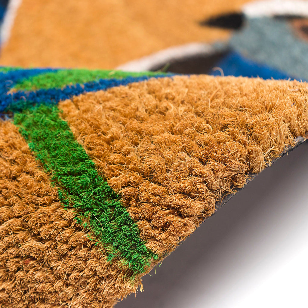 Natura Blue Birds Coir Doormat with Non-Slip Backing
