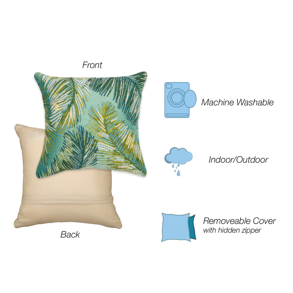 Marina Palm Border Indoor Outdoor Throw Pillow