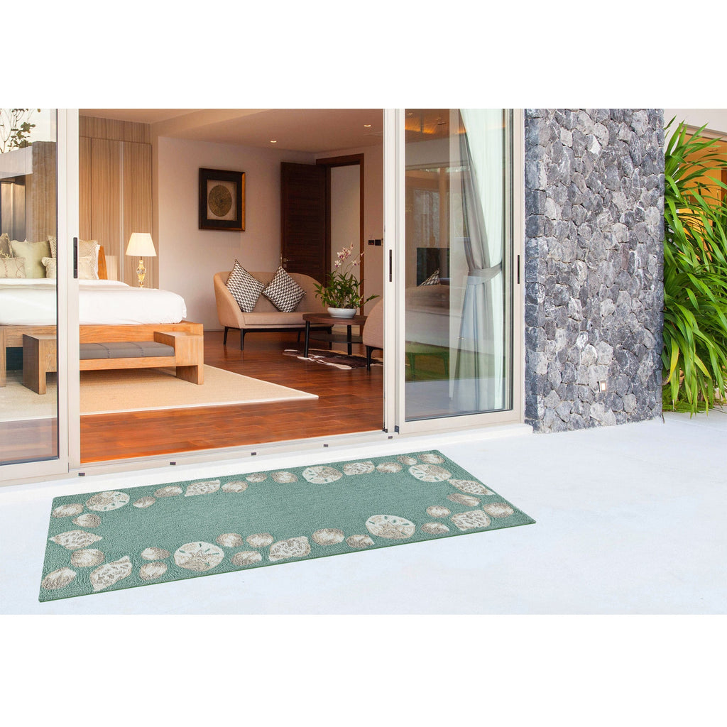 Capri Seashell Border Indoor Outdoor Area Rug