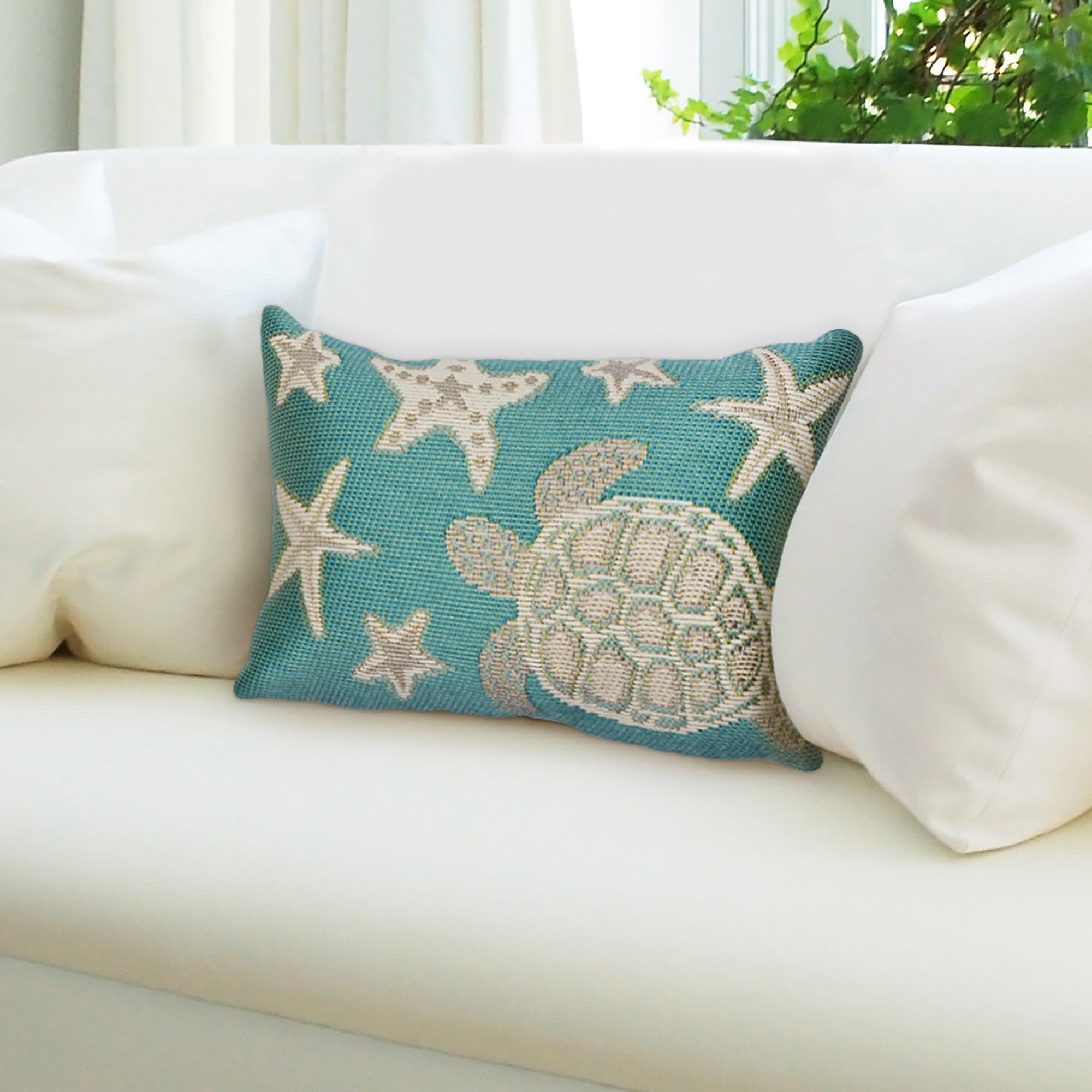 Marina Turtle And Stars Indoor Outdoor Throw Pillow
