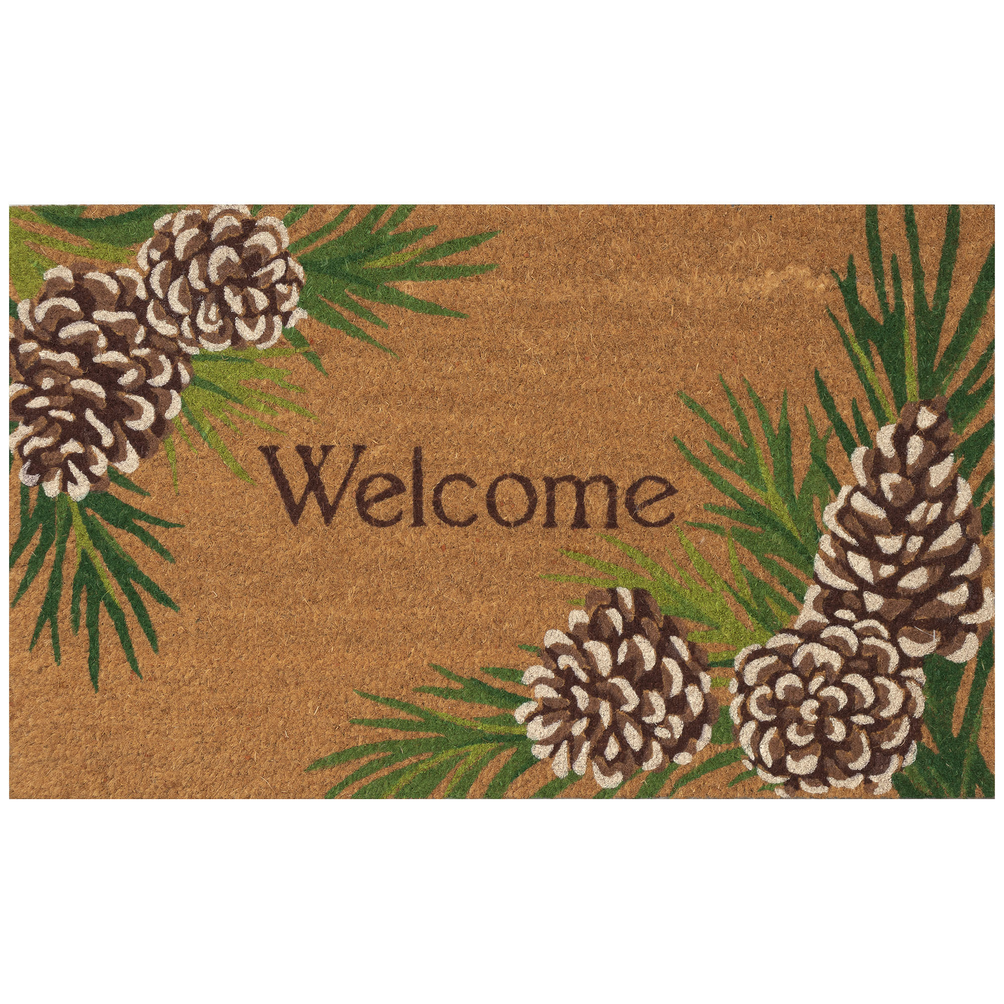 Natura Pinecone Border Coir Doormat with Non-Slip Backing
