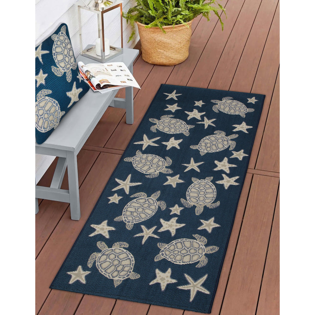 Marina Turtle And Stars Indoor Outdoor Throw Pillow