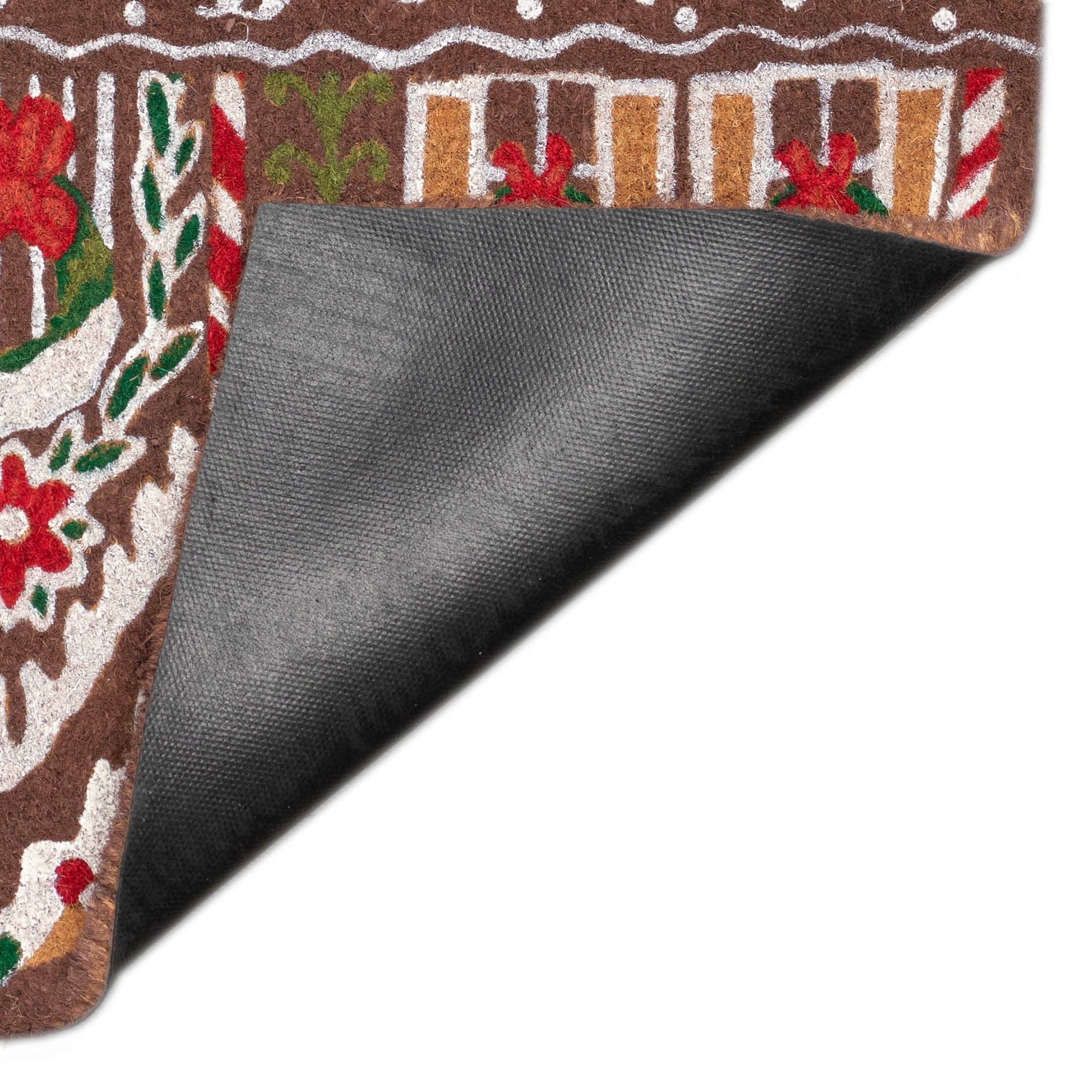 Natura Gingerbread House Welcome Coir Doormat with Non-Slip Backing
