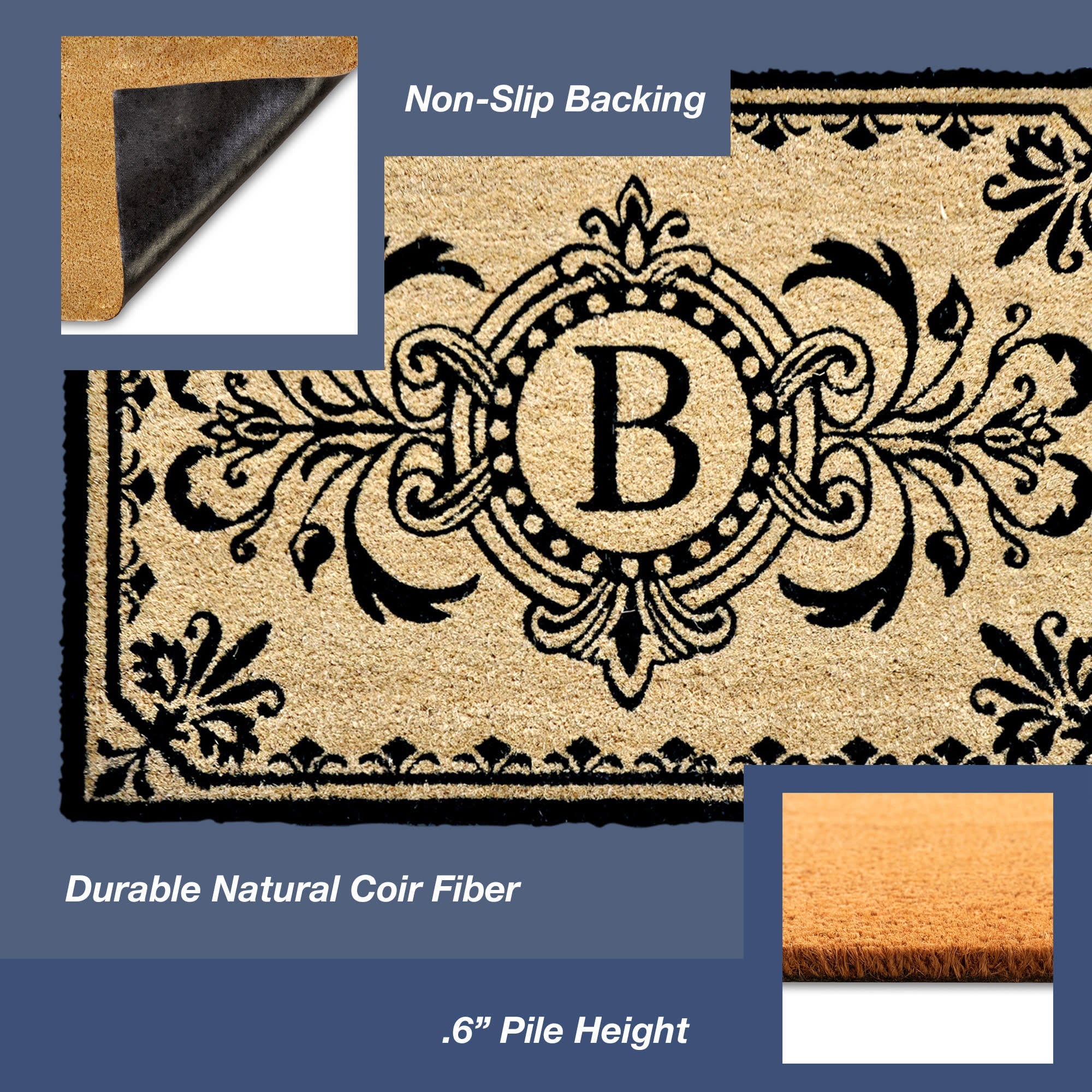 Dwell Vine Coir Doormat with Non-Slip Backing