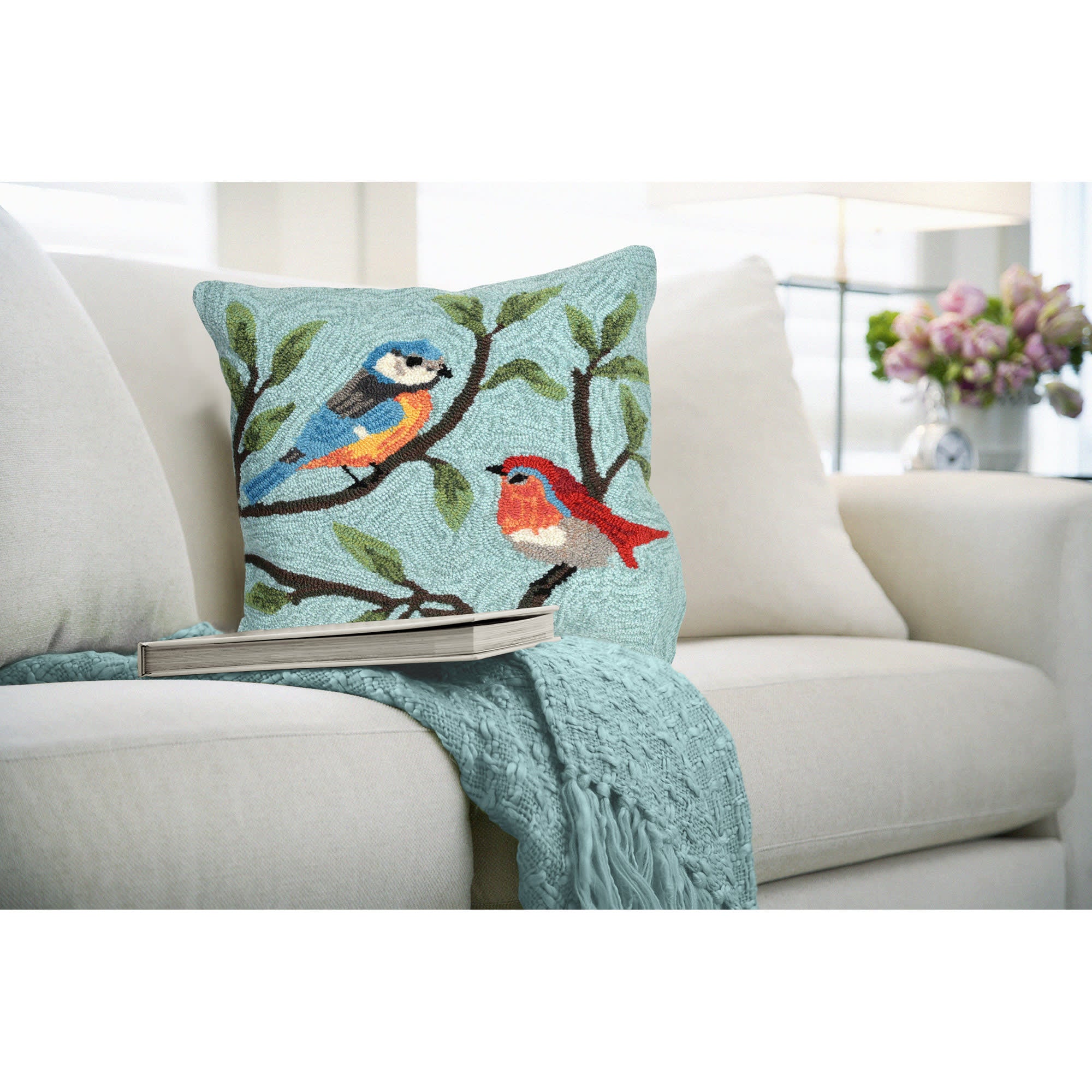 Frontporch Birds On Branches Indoor Outdoor Throw Pillow