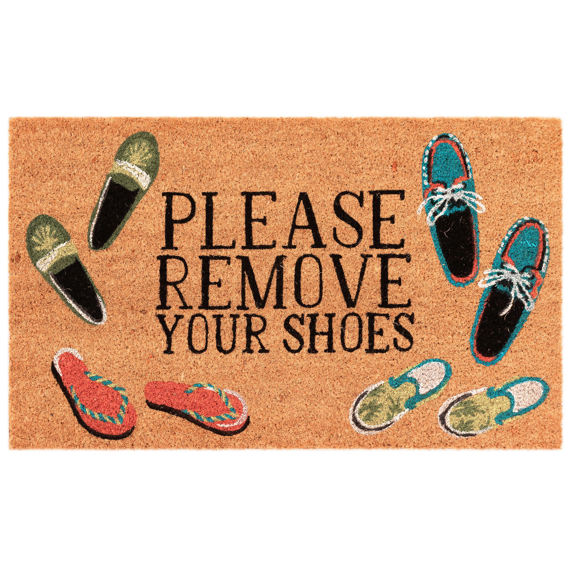 Natura Please Remove Your Shoes Coir Doormat with Non-Slip Backing