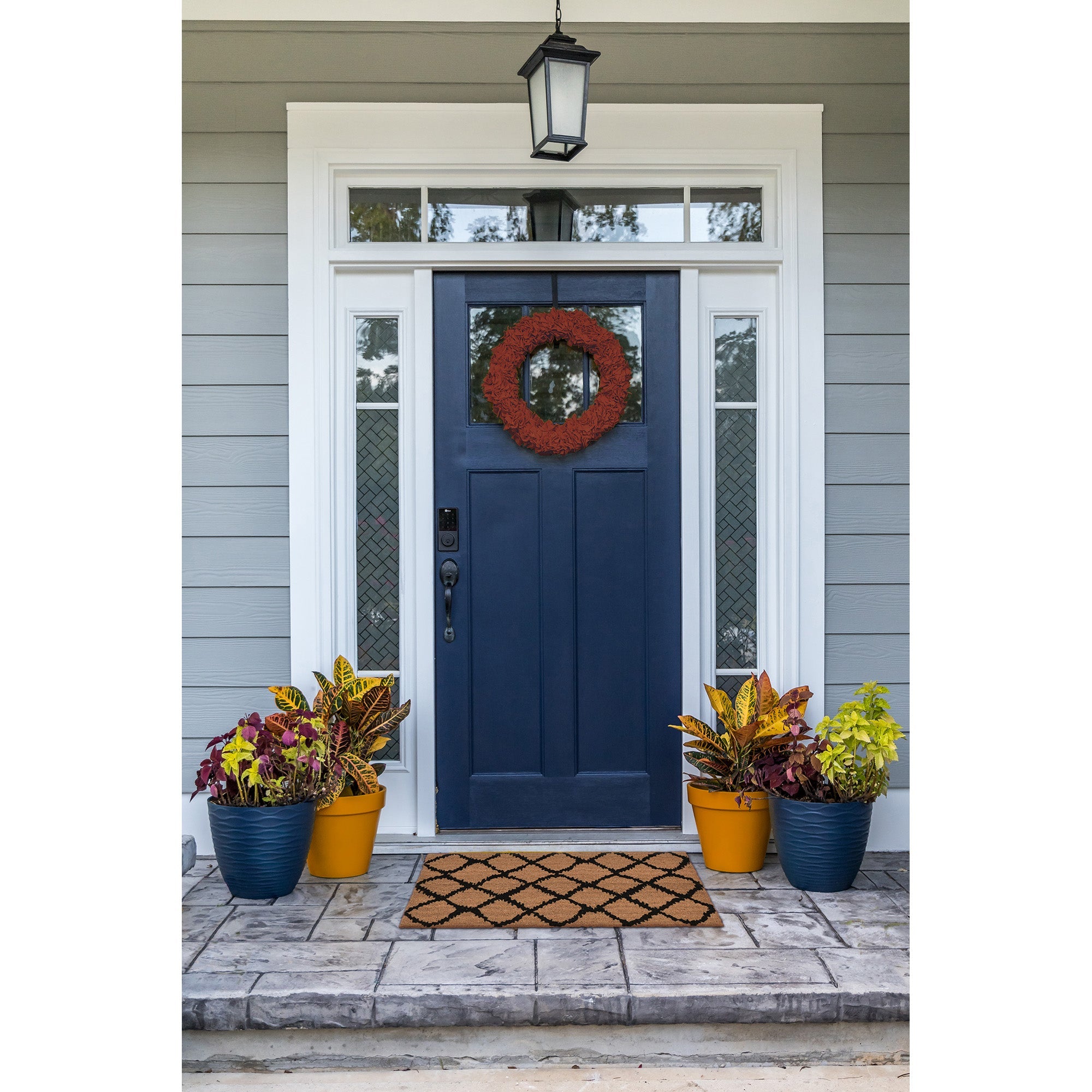Natura Ikat Lattice Coir Doormat with Non-Skid Backing
