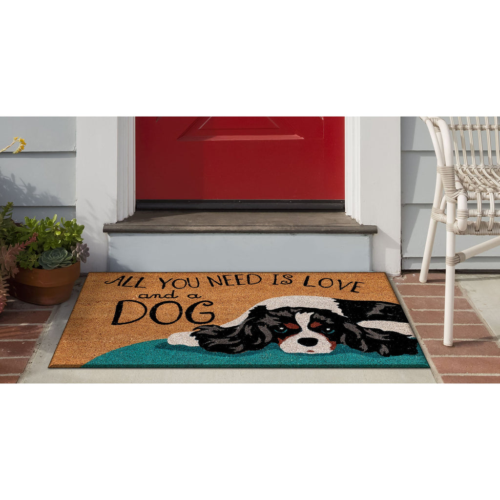 Natura Love And A Dog Coir Doormat with Non-Slip Backing