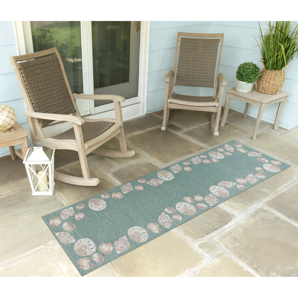 Capri Seashell Border Indoor Outdoor Area Rug