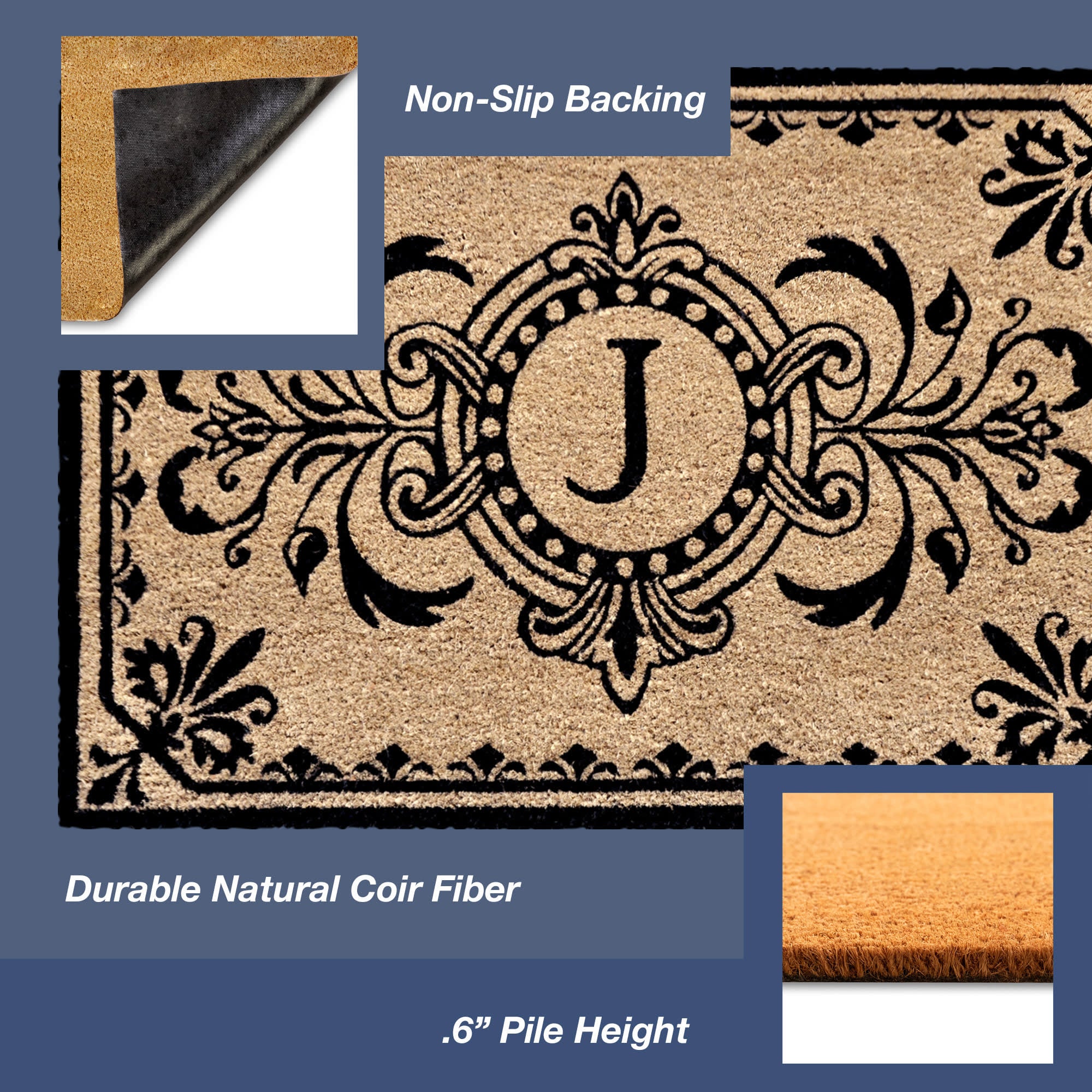 Dwell Vine Coir Doormat with Non-Slip Backing