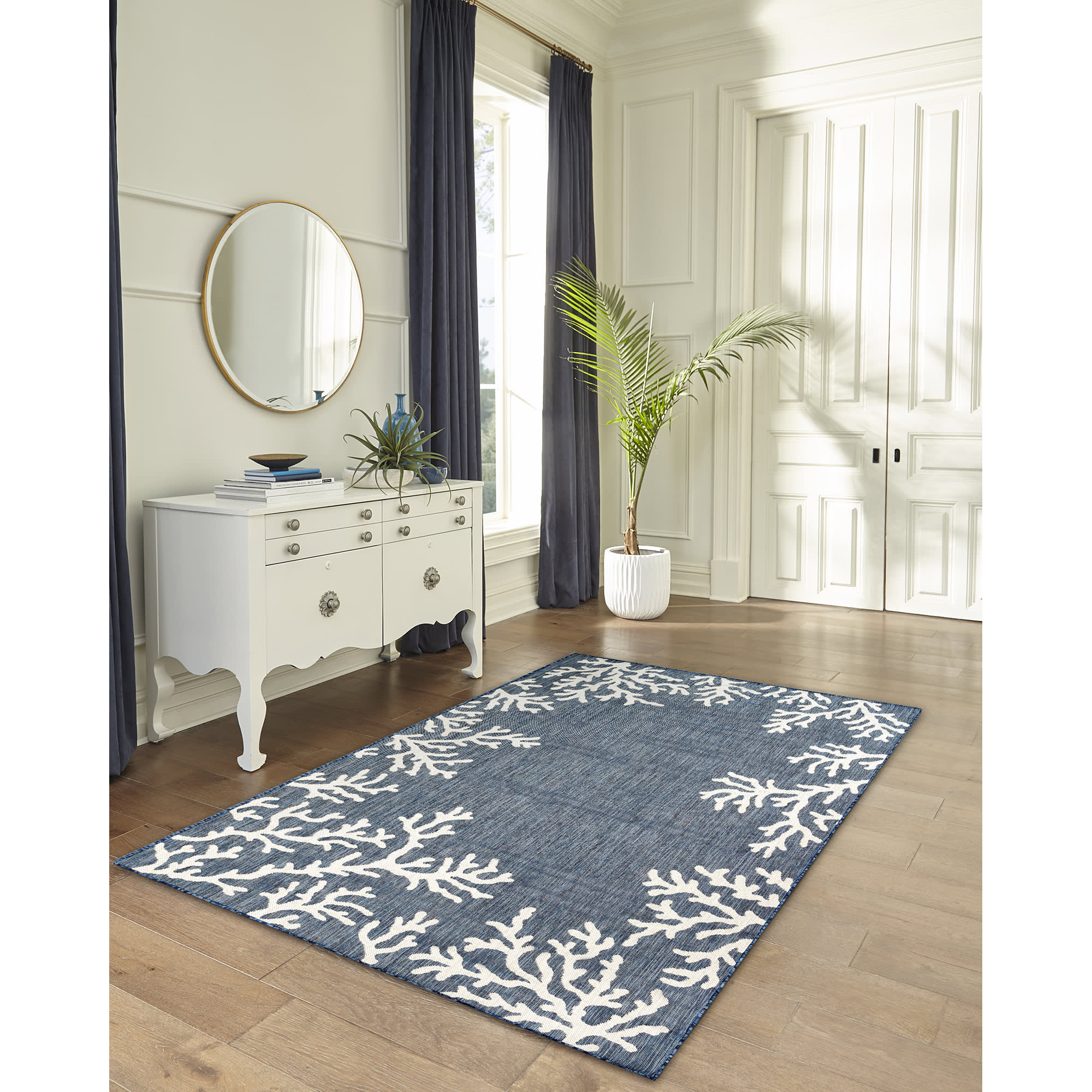 Carmel Coral Border Indoor Outdoor Area Rug