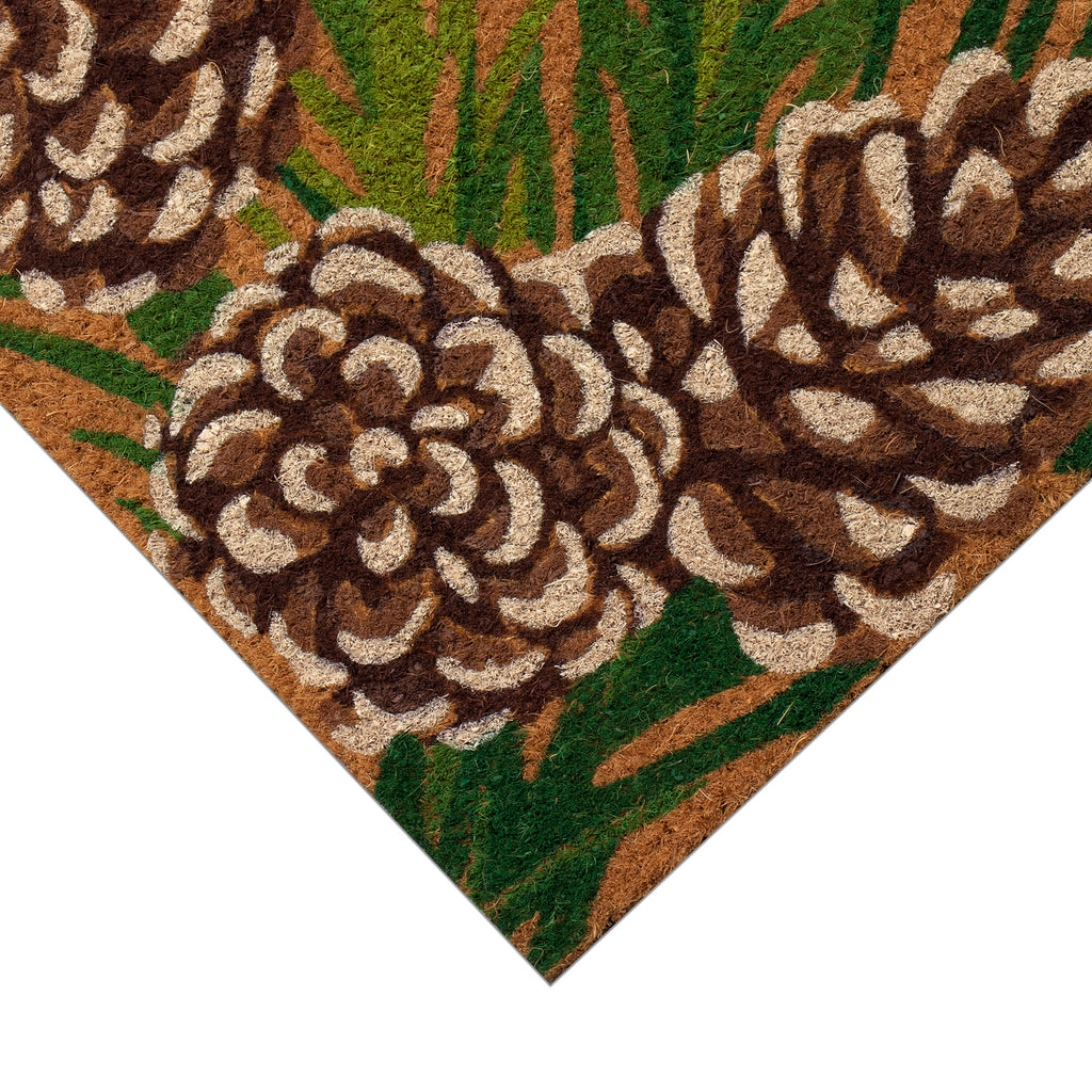 Natura Pinecone Border Coir Doormat with Non-Slip Backing
