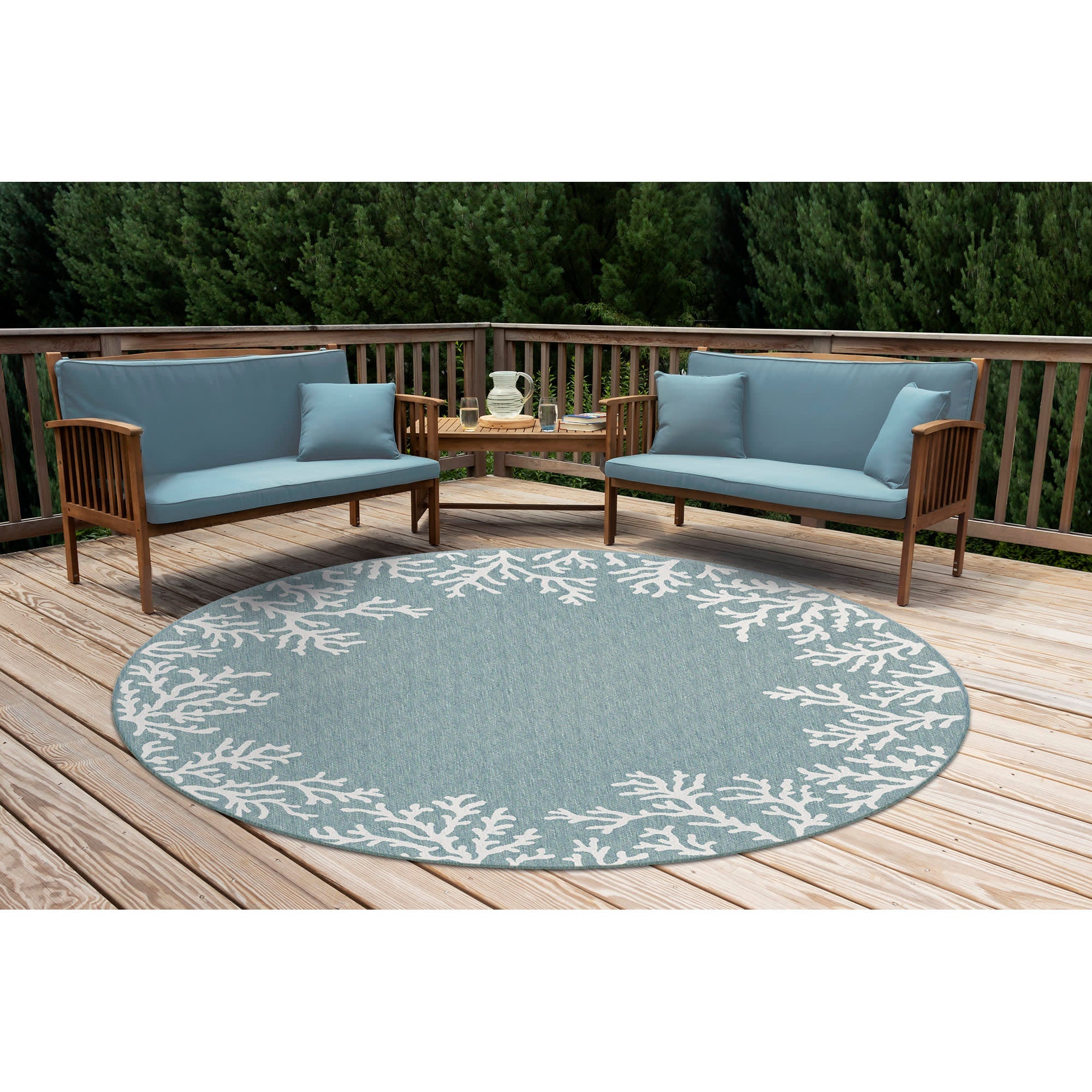 Carmel Coral Border Indoor Outdoor Area Rug