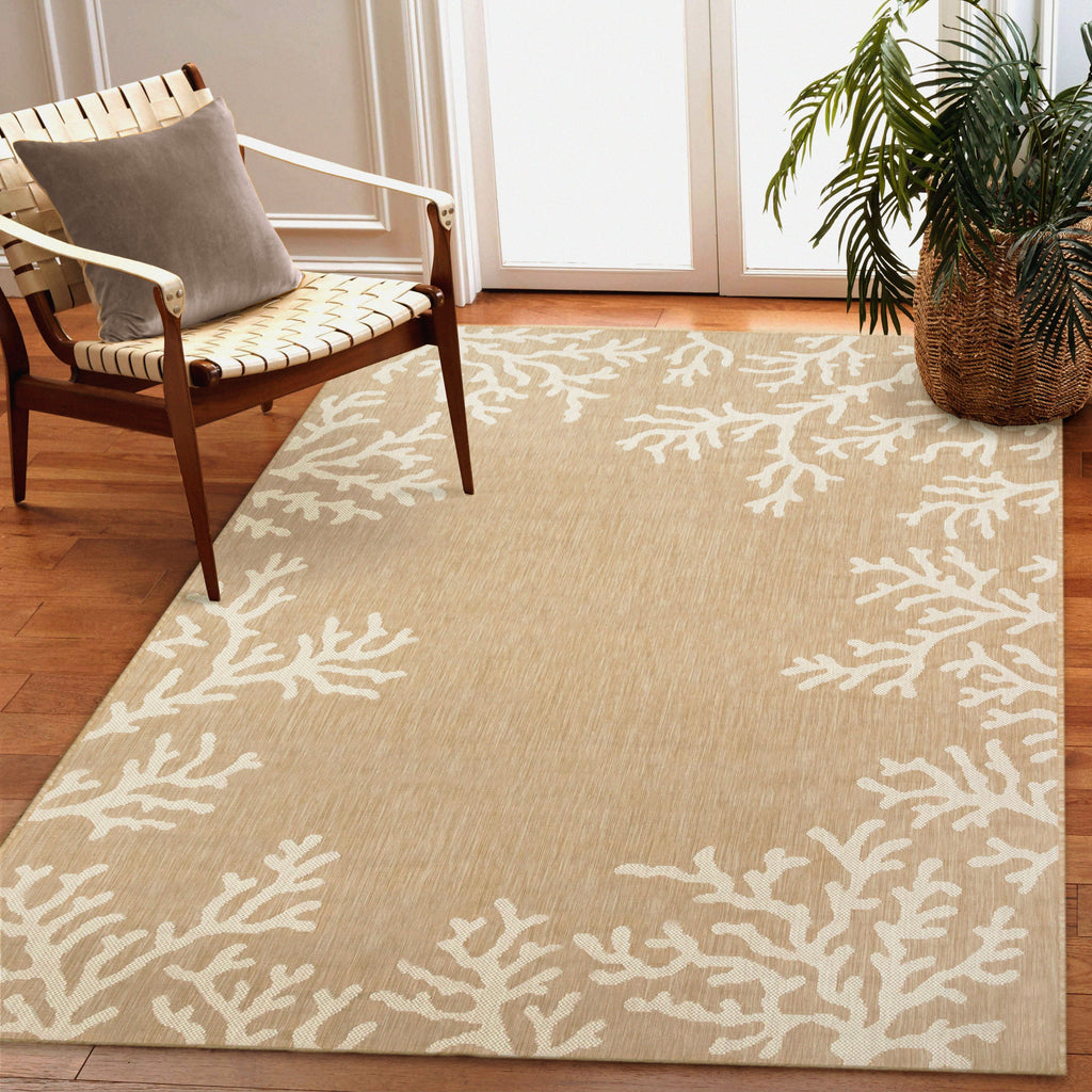 Carmel Coral Border Indoor Outdoor Area Rug