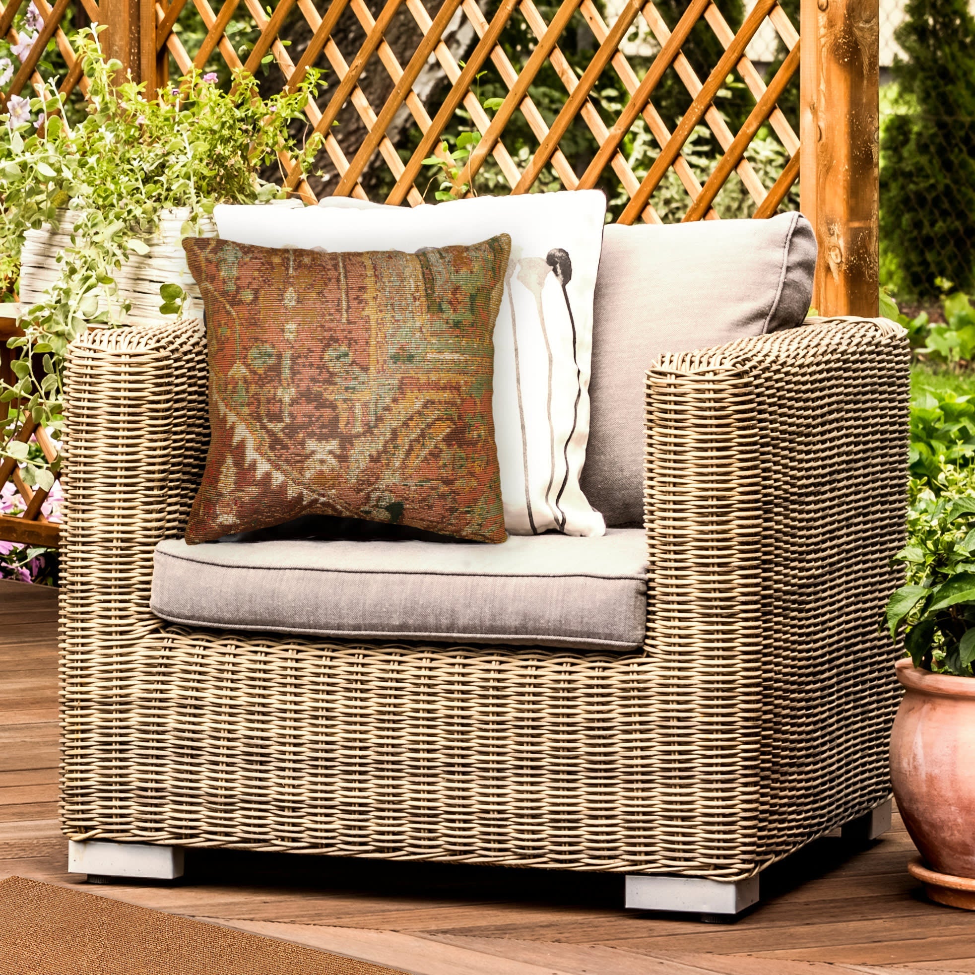 Marina Heriz Indoor Outdoor Throw Pillow