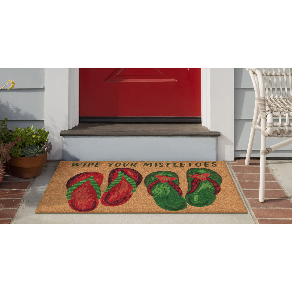 Natura Wipe Your Mistletoes Coir Doormat with Non-Slip Backing
