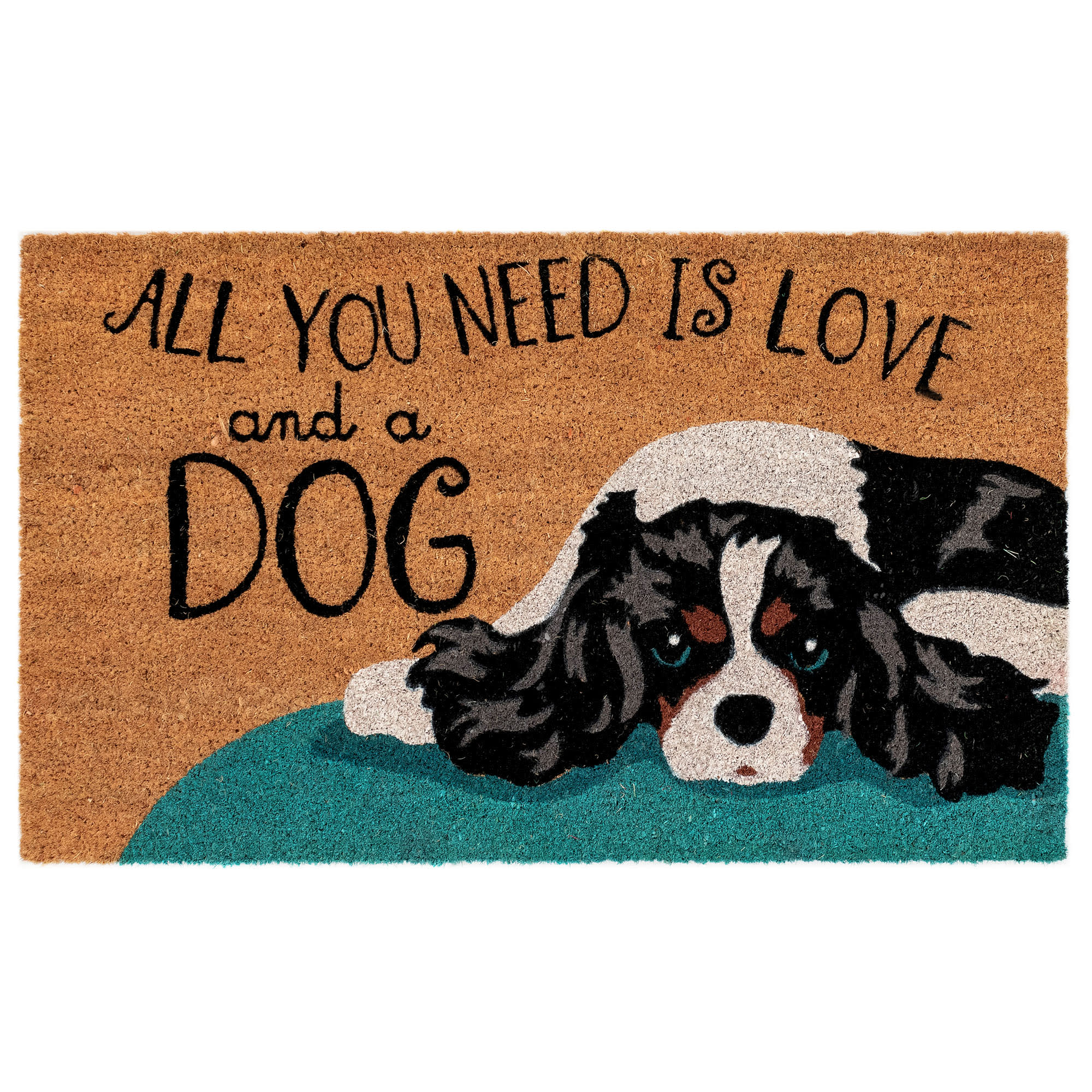 Natura Love And A Dog Coir Doormat with Non-Slip Backing