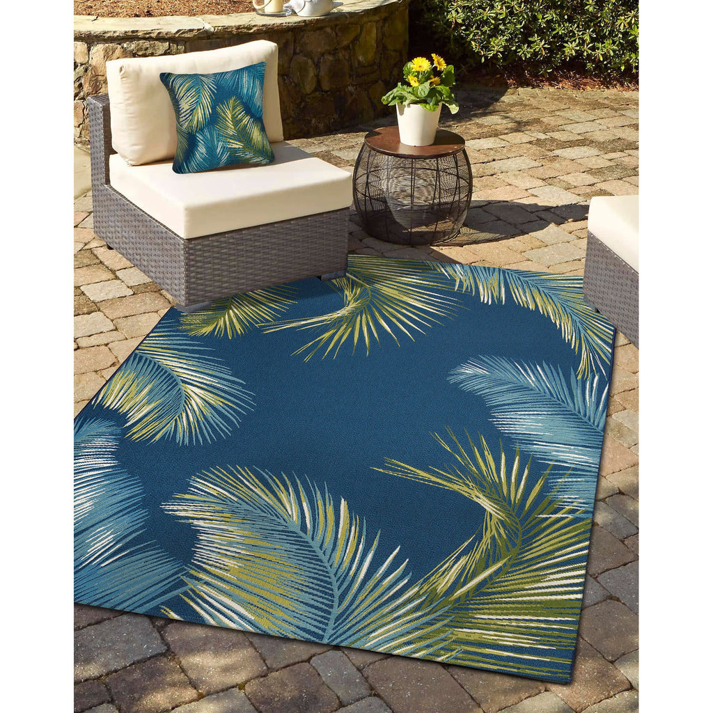 Marina Palm Border Indoor Outdoor Throw Pillow