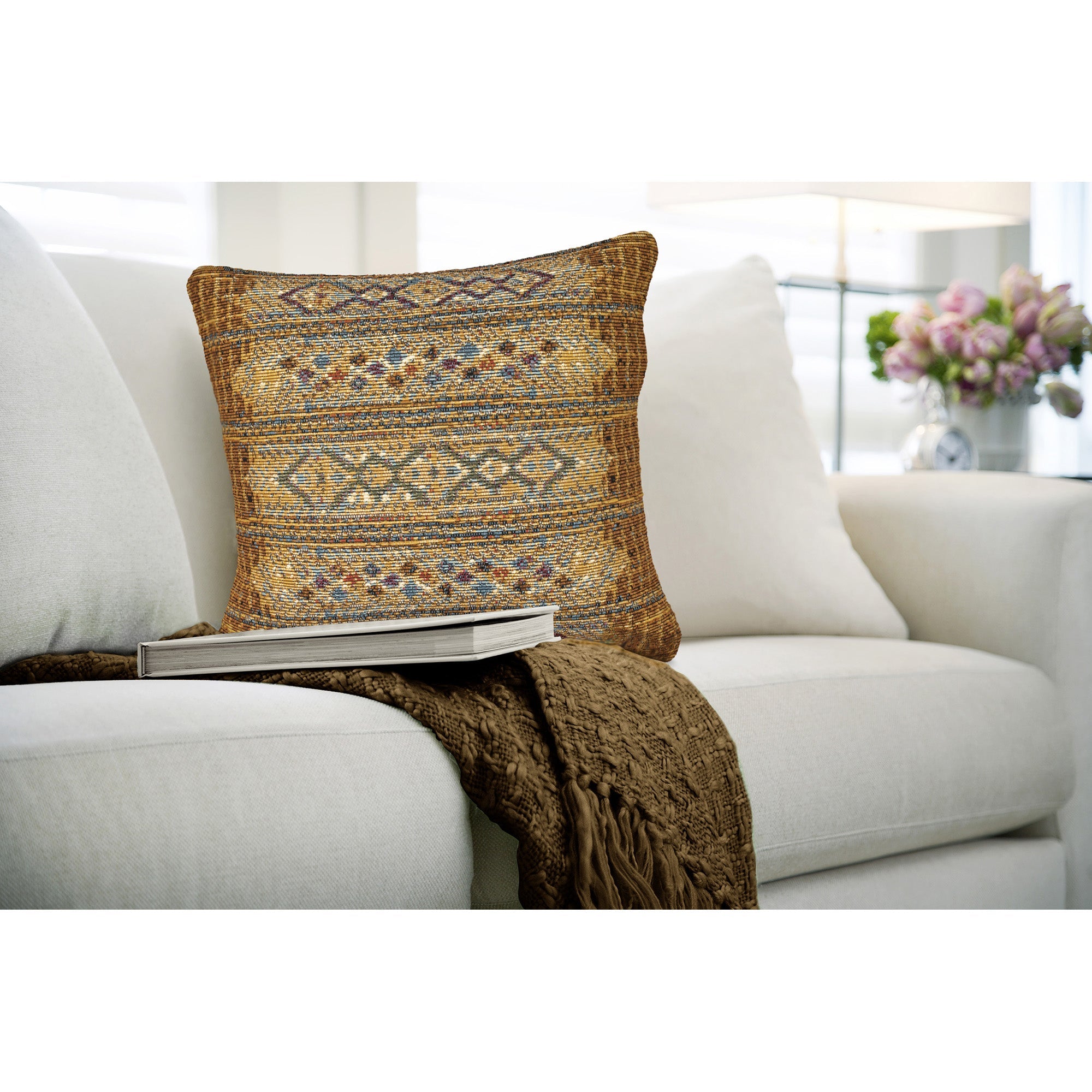Marina Tribal Stripe Indoor Outdoor Throw Pillow