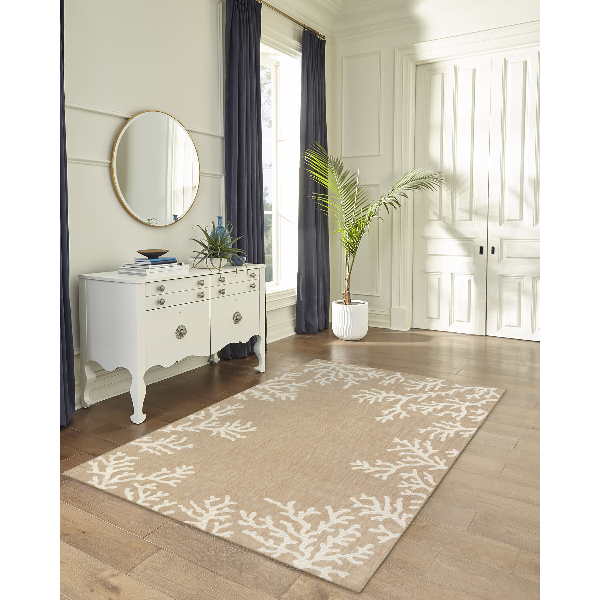 Carmel Coral Border Indoor Outdoor Area Rug