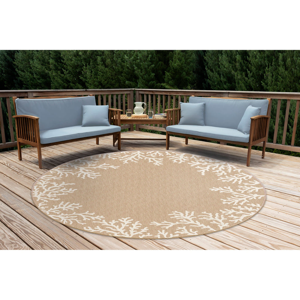 Carmel Coral Border Indoor Outdoor Area Rug