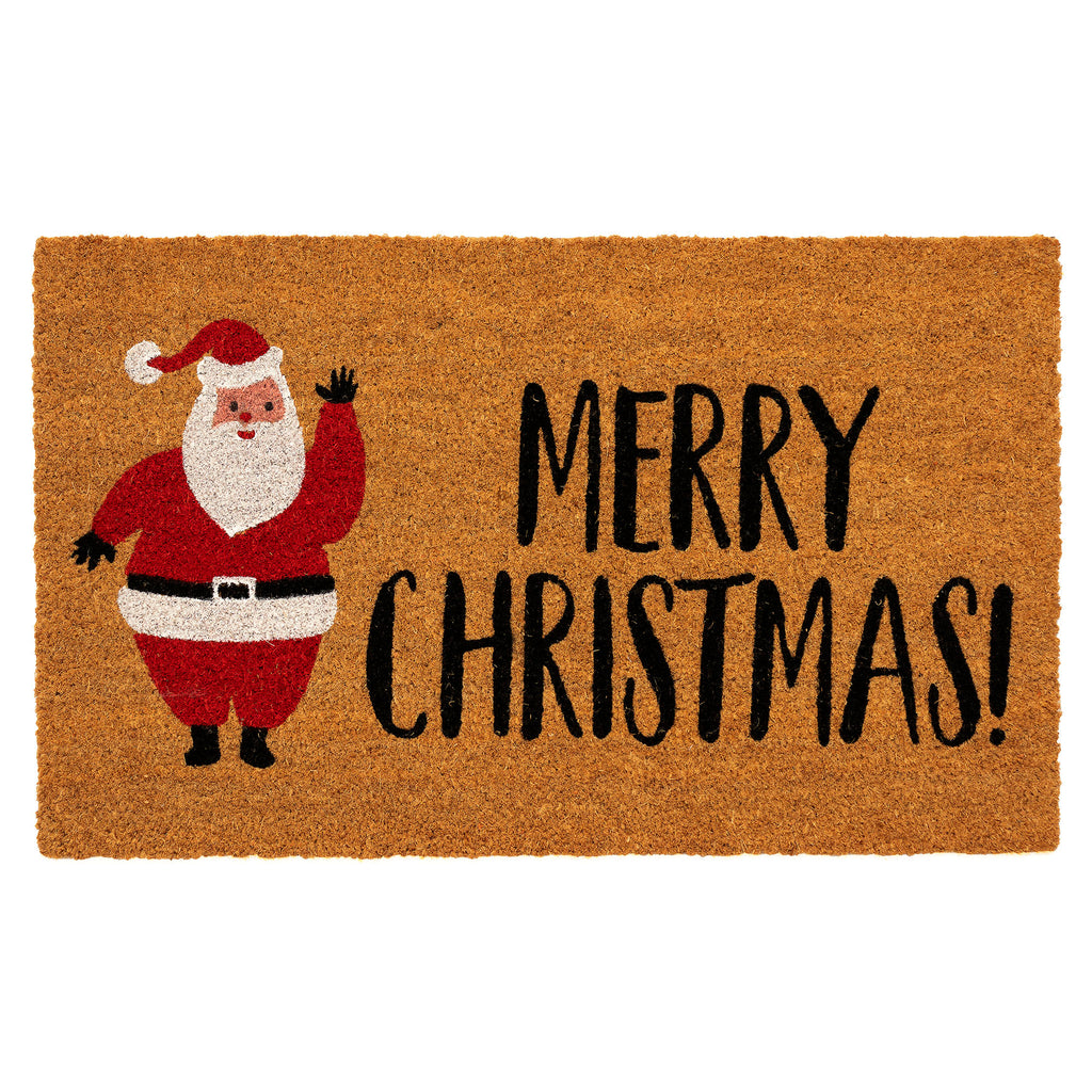 Natura Merry Christmas Santa Coir Doormat with Non-Slip Backing