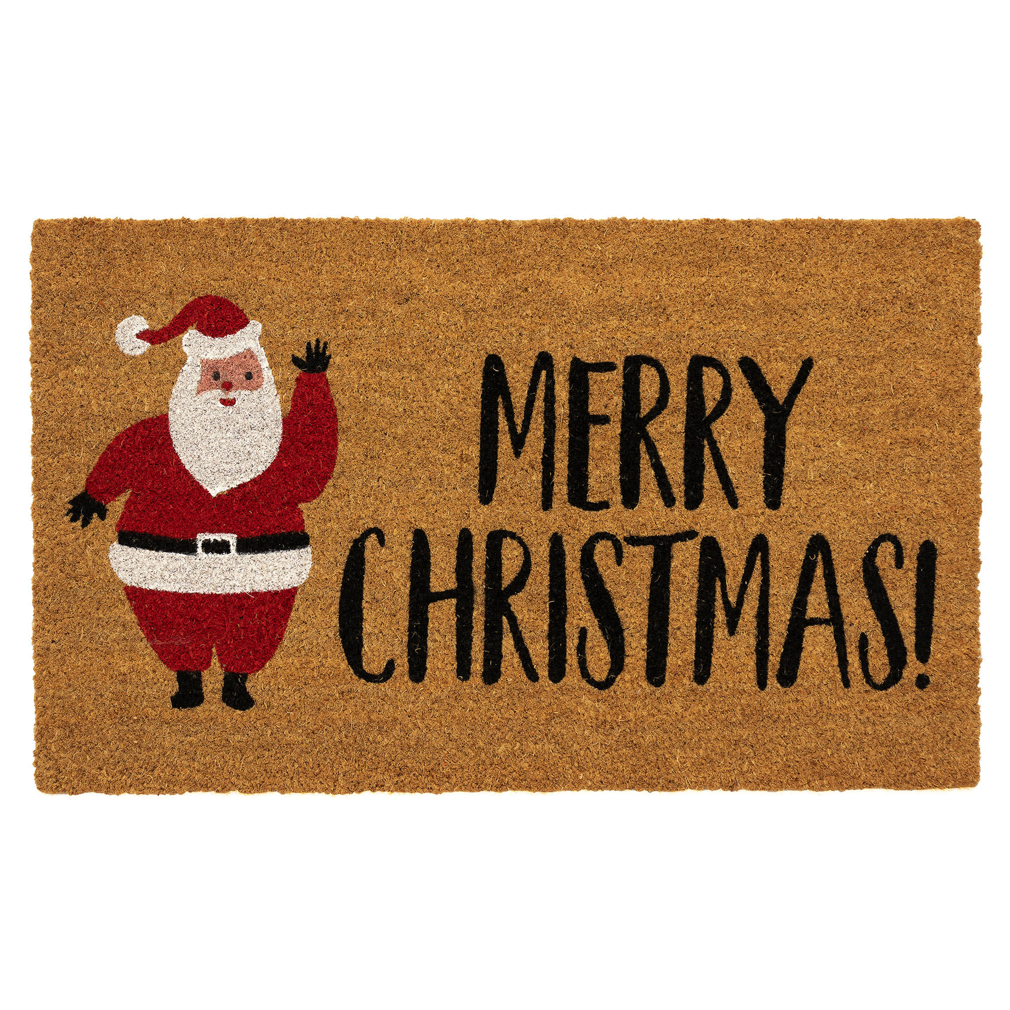 Natura Merry Christmas Santa Coir Doormat with Non-Slip Backing