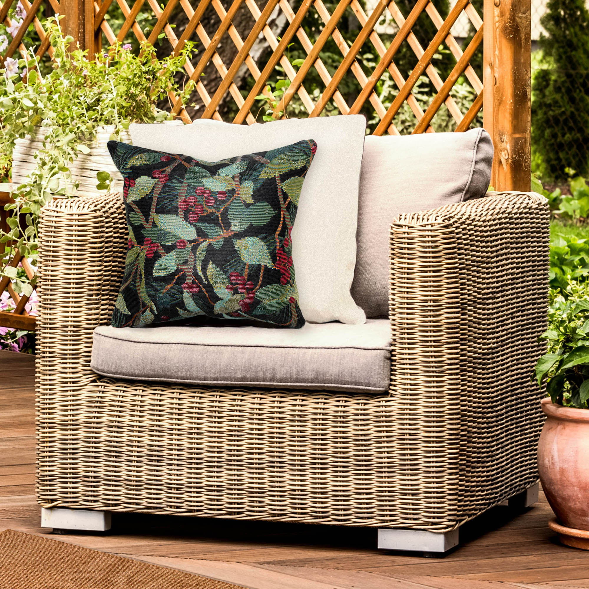 Marina Holly Field Indoor Outdoor Throw Pillow