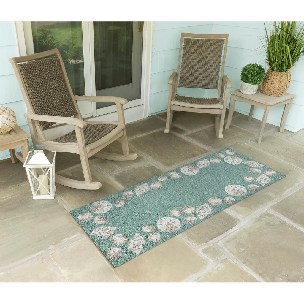 Capri Seashell Border Indoor Outdoor Area Rug