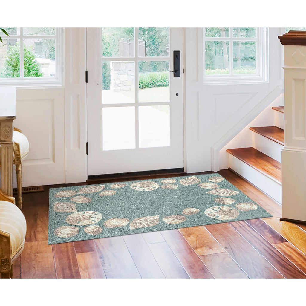 Capri Seashell Border Indoor Outdoor Area Rug