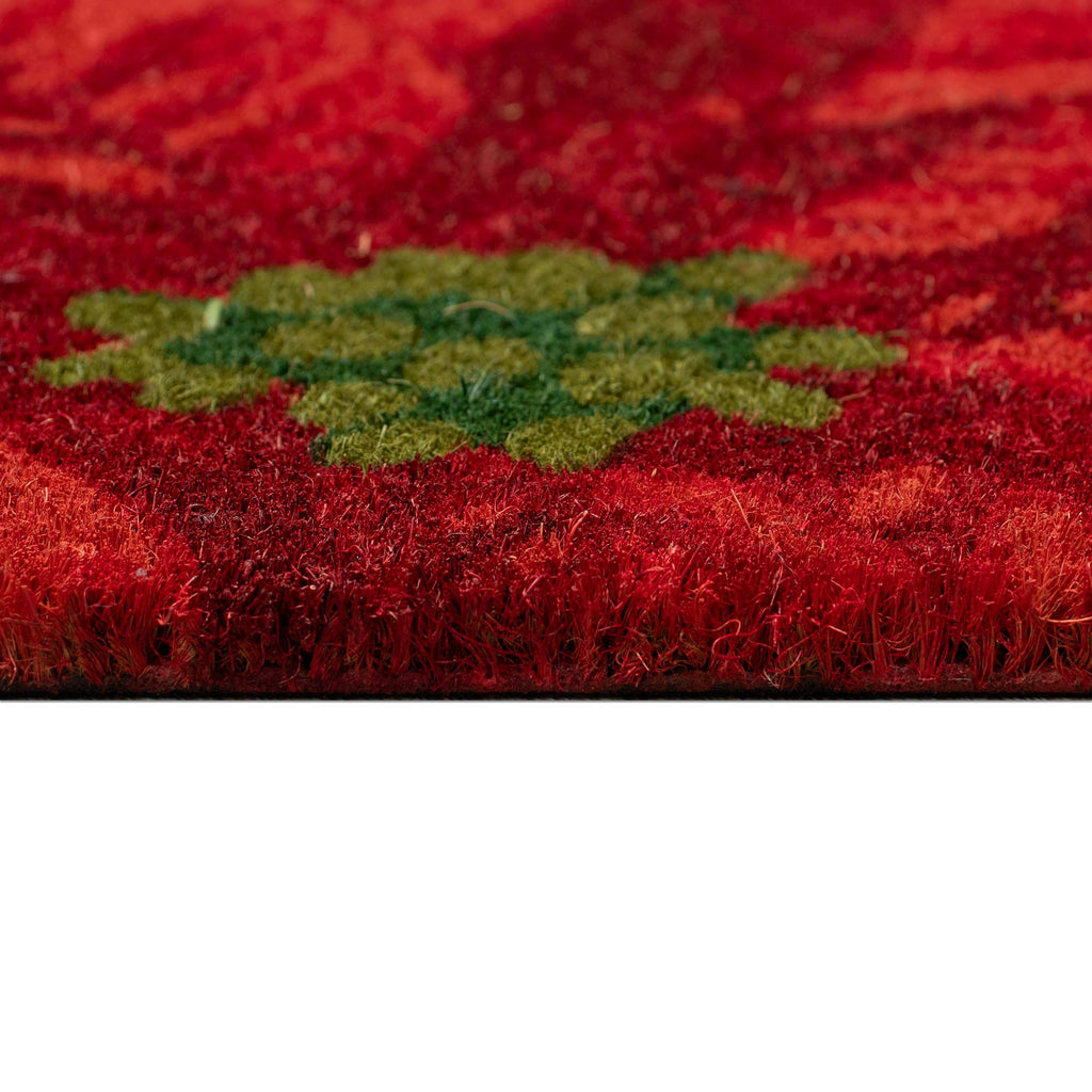 Natura Poinsettia Coir Doormat with Non-Slip Backing