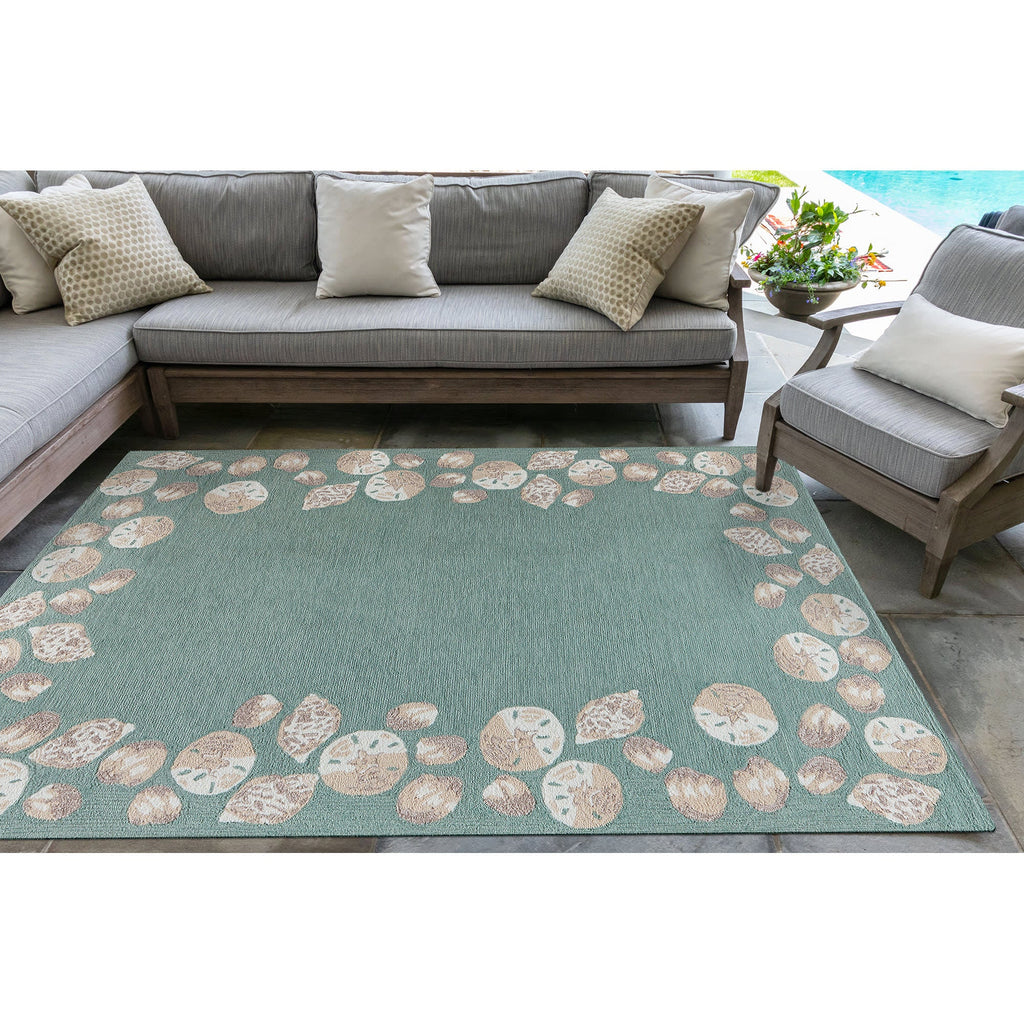 Capri Seashell Border Indoor Outdoor Area Rug