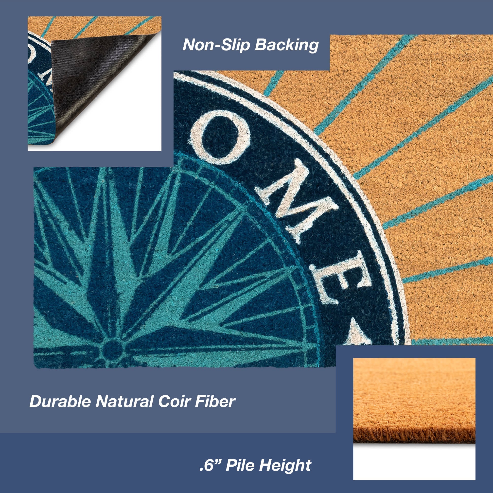 Natura Compass Coir Doormat with Non-Skid Backing