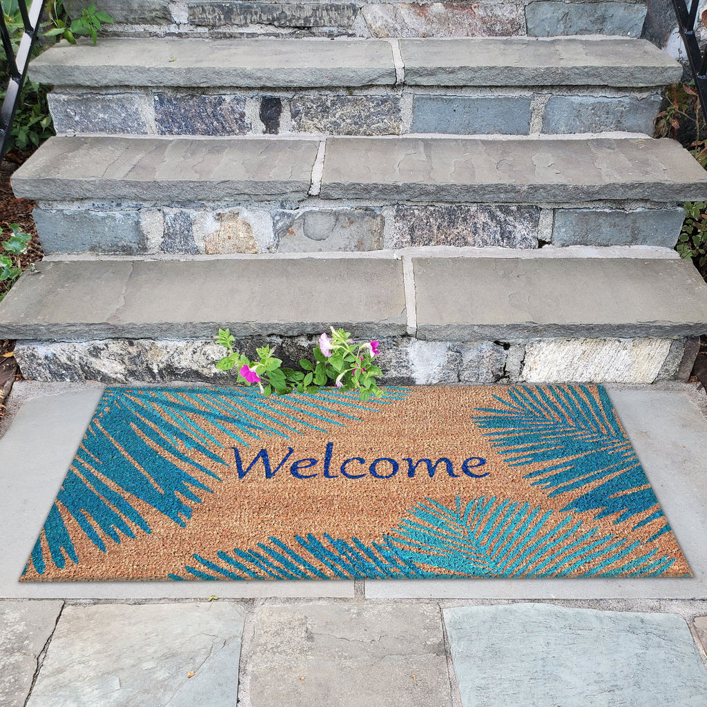Natura Palm Border Coir Doormat with Non-Slip Backing